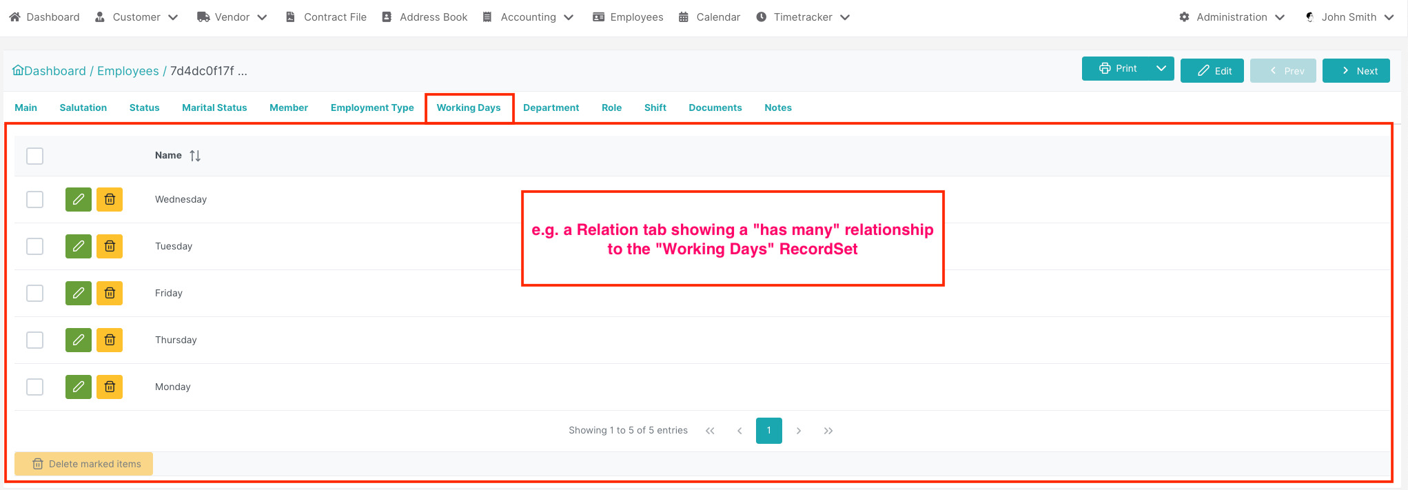 EveryDataStore ECM | Frontend RecordSetItem Relation Tab Has Many
